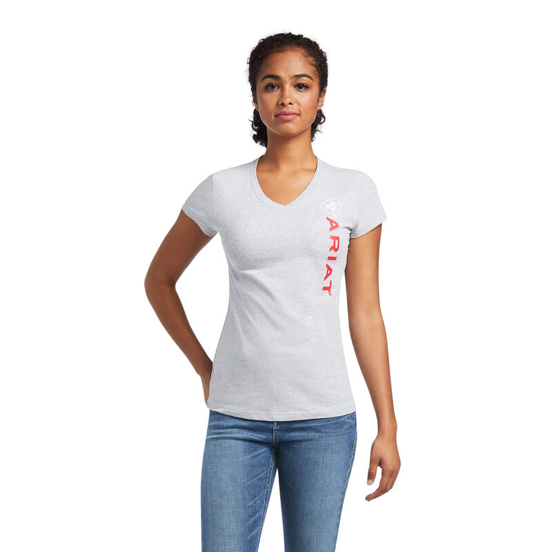 Ariat T-Shirts Damen - Vertical Logo Grau ( ISXWT-1386 )